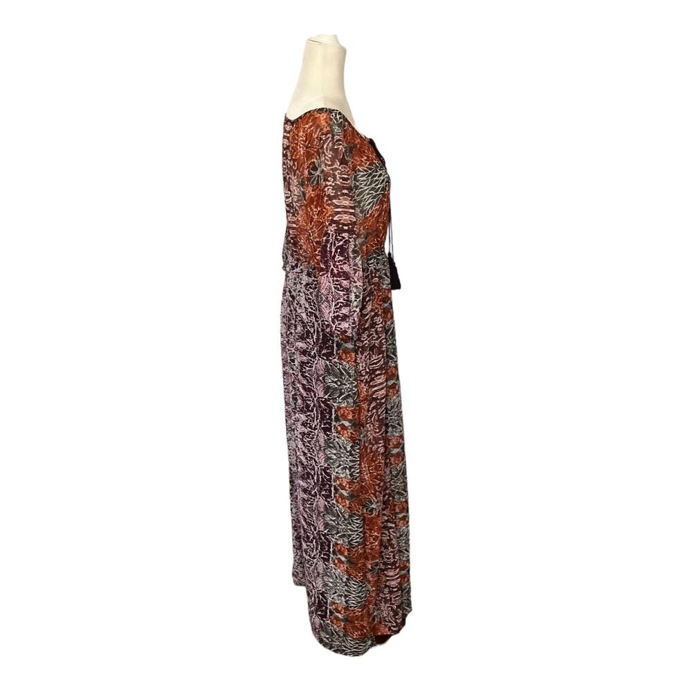 Earthbound Trading Boho Festival Maxi Dress Sz L Tassel Hippie Sheer Empire - Picture 11 of 15